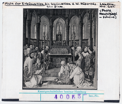 Vorschaubild Rogier van der Weyden (Nachfolge): Die Exhumierung des Hl. Hubert, Ausschnitt. London, National Gallery 